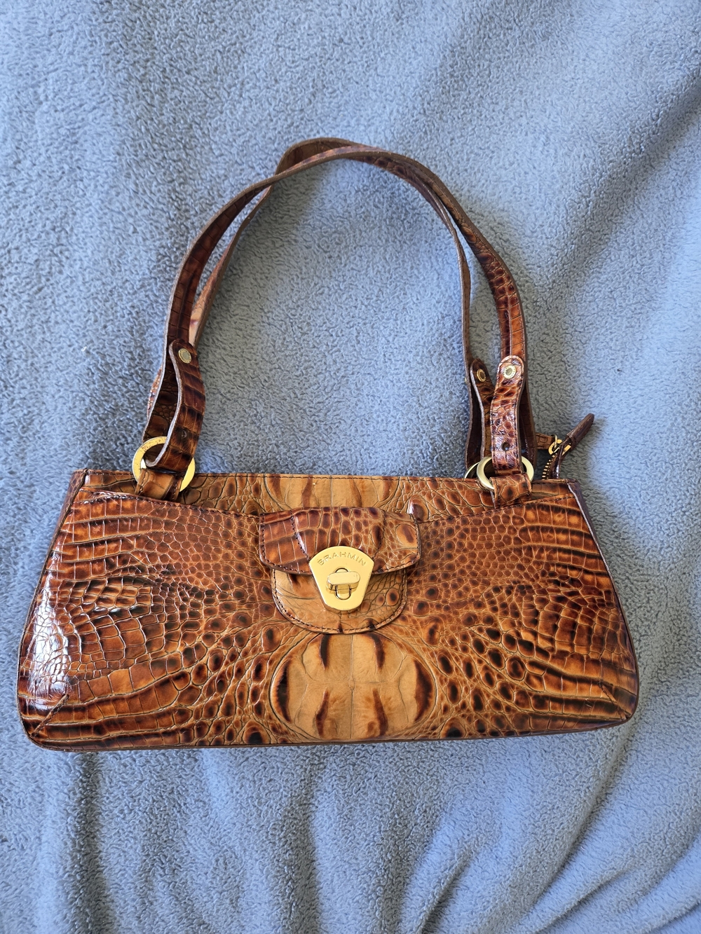 Brahmin Croc‑Embossed Shoulder Bag
